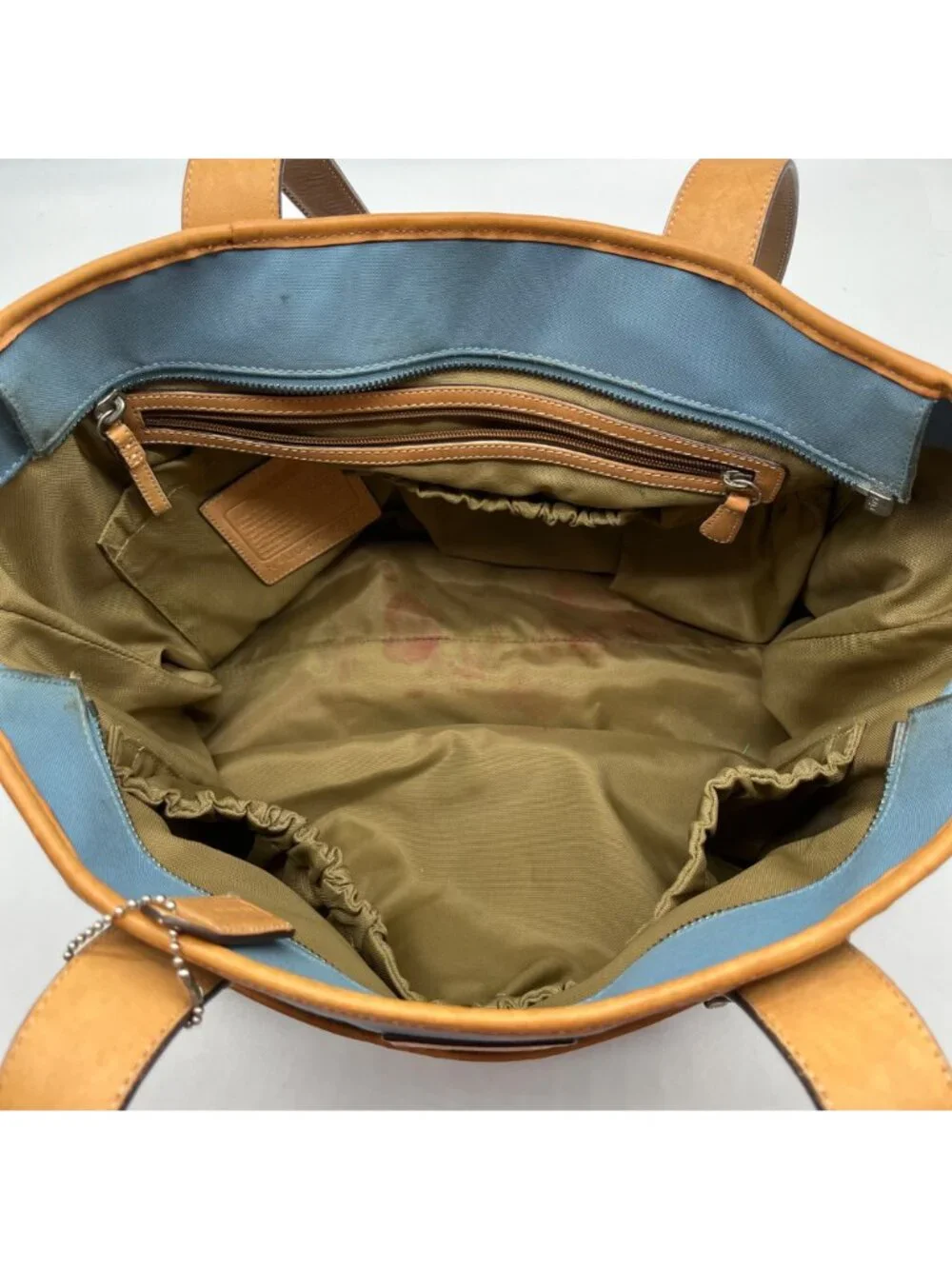 Coach Blue And Tan Fabric Diaper Bag 5975